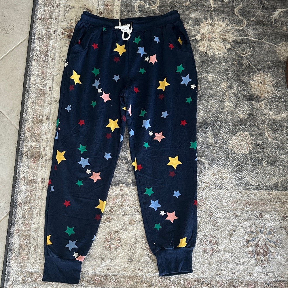 summersalt Navy Joggers with Multicolor Star Print - Picture 2 of 2